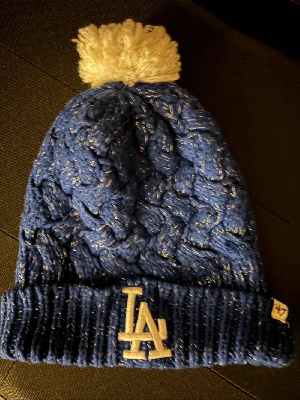 47 Brand Los Angeles Dodgers Blue and white Knit Pom Beanie